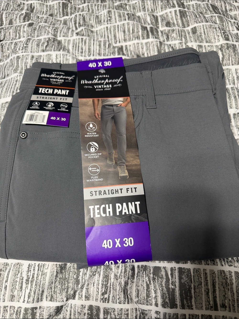 Weatherproof Men’s Straight Fit Tech Pants — Gray